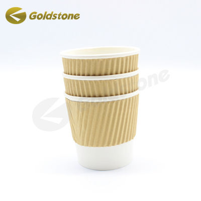 Boissons chaudes compatibles Coupe à ondulation à paroi Brown Kraft Coupe à ondulation pour polyvalent