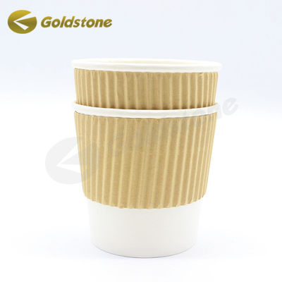 Papier de qualité alimentaire 350 ml Kraft Coupe à ondulation Coupe à café imprimée Pour la sécurité durable