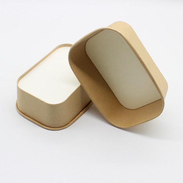 Des bols de papier kraft rectangulaires, des bols de soupe en papier, des bols écologiques durables 0