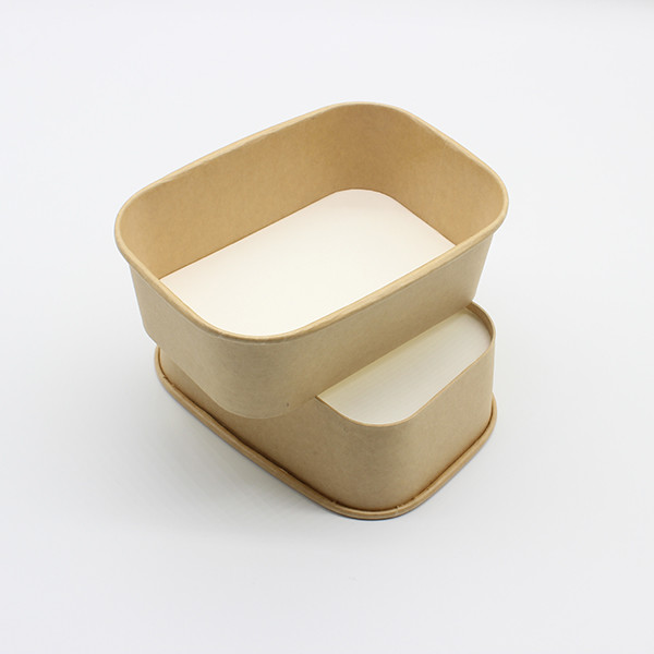 Des bols en papier rectangulaires de 500 ml écologiques et pratiques pour le service alimentaire 0